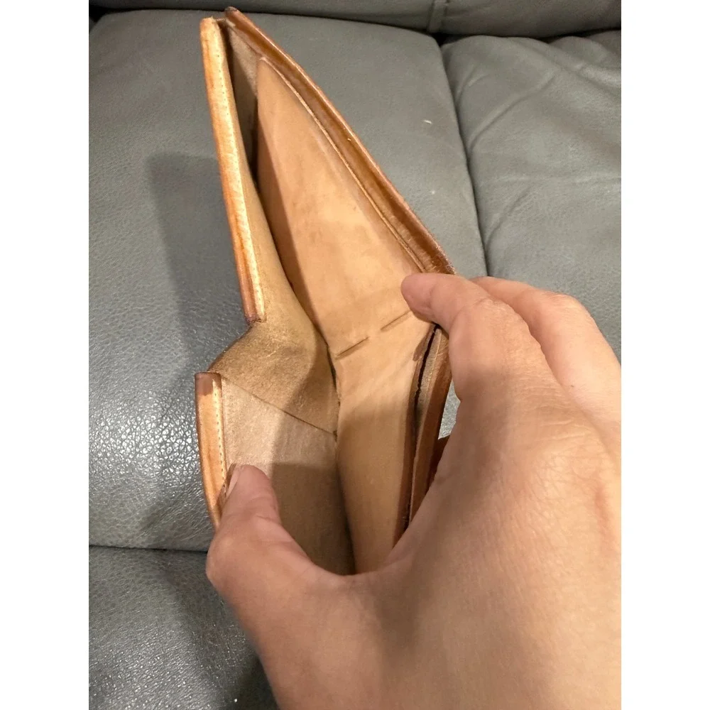 Vintage Cardat Hand Tooled Genuine Calf Leather Bifold Wallet Floral Tan JAE